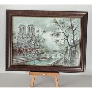 Vintage Maurice Legendre Paris Notre Dame at La Seine Print Framed and Signed